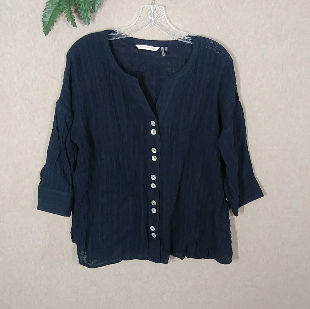 Soft Surroundings top linen blend petite xs